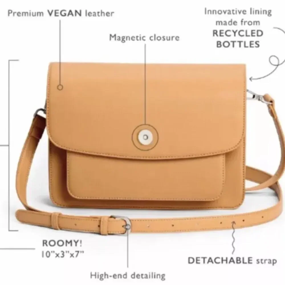 (NWOT) Pixie Mood - The Zoe Crossbody Vegan Leather Bag, Honey Zip Closure